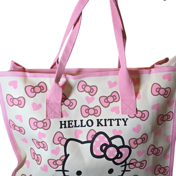 Hello Kitty Pink and White Zipper Tote Bag - Picture 6 of 9